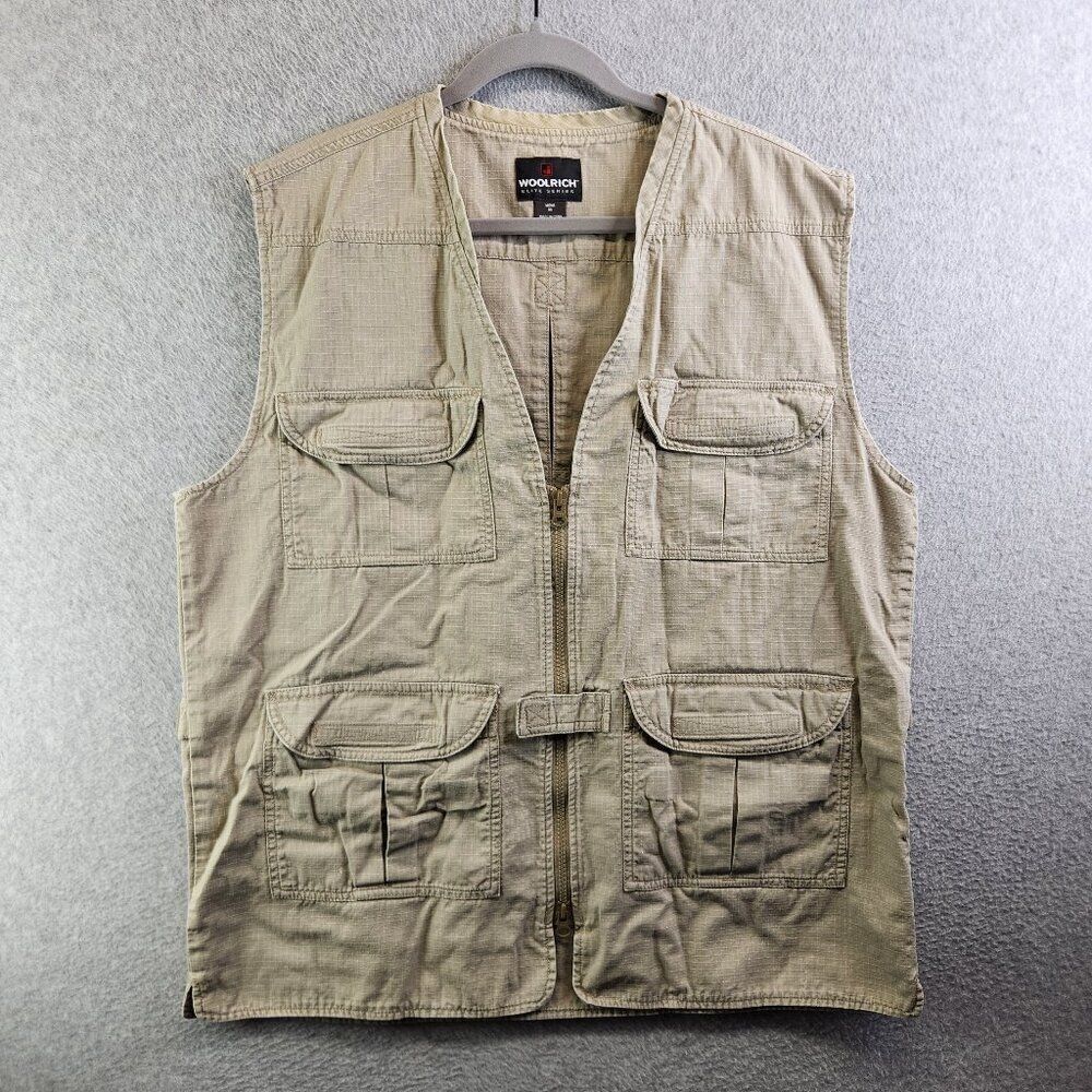 Woolrich Vest Mens M Elite Series Ripstop Canvas Fishing Angler Safari Hunting